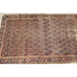 Antique Hamadan rug with an all-over Boteh design on a rose ground with borders, 195cms x 123cms