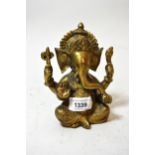 Polished bronze figure of Hindu god Ganesh, 16cms high