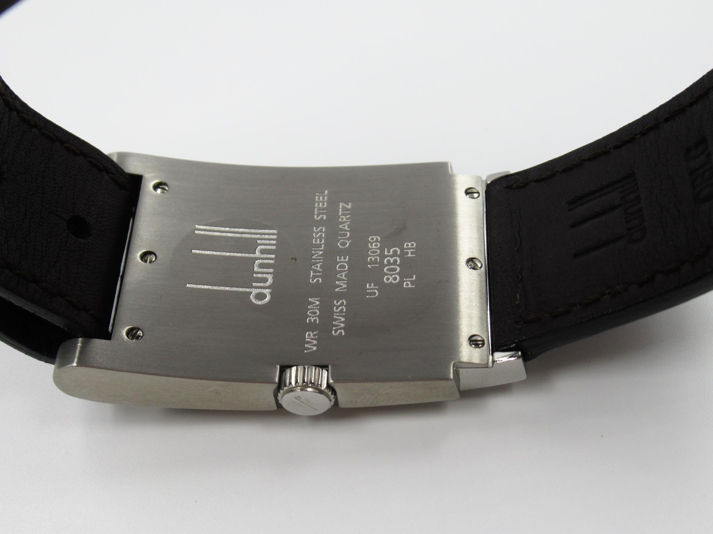 Gentleman's Dunhill stainless steel cased Quartz wristwatch, the rectangular dial with baton - Image 3 of 3