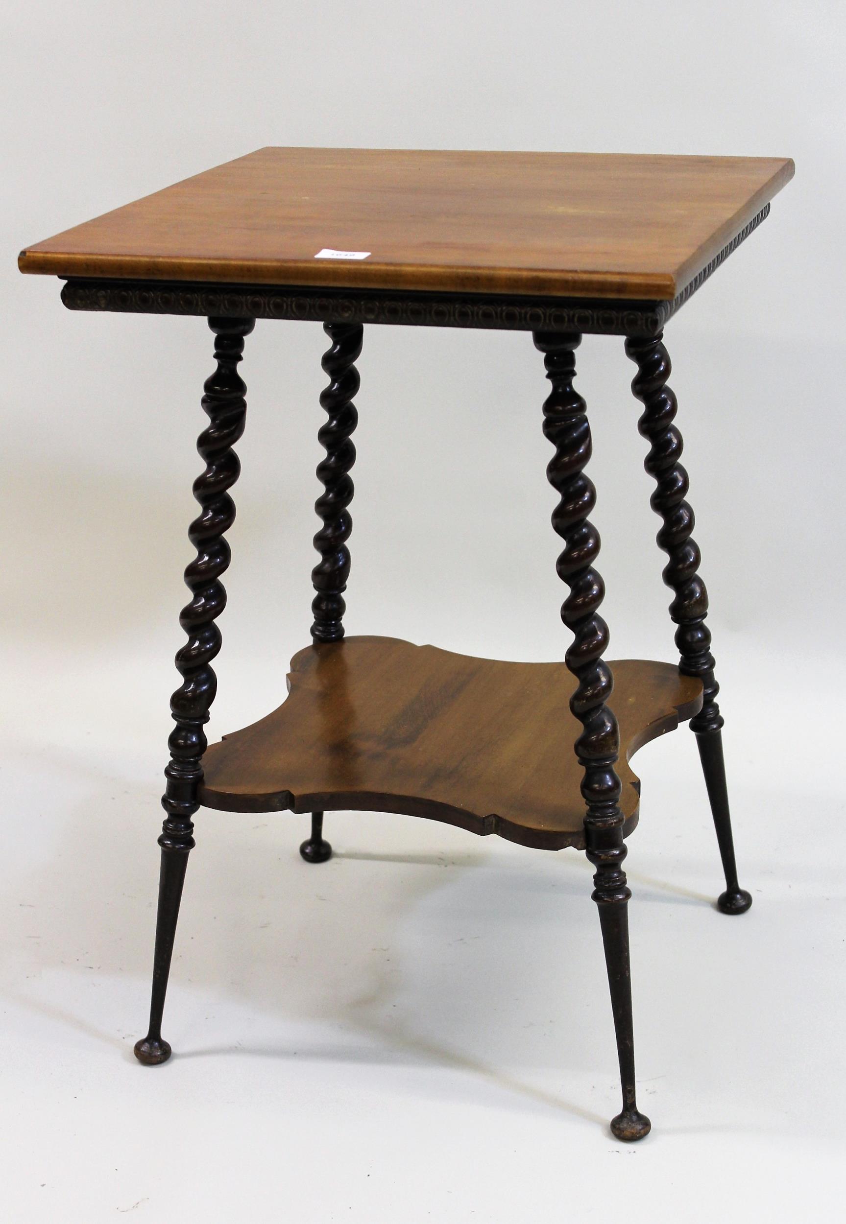 Late 19th / early 20th Century occasional table, the square top raised on barley twist splay