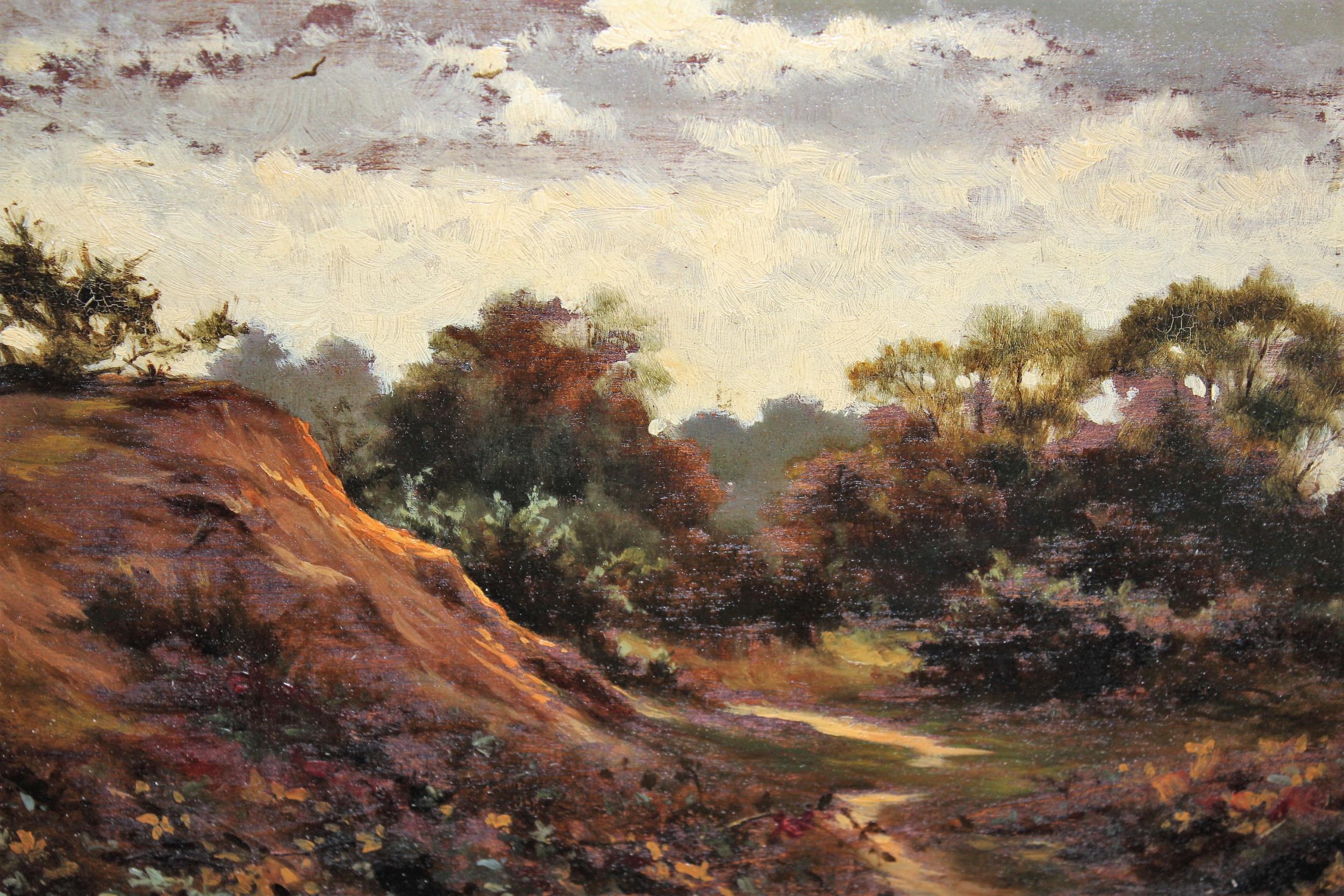 Robert Morley, signed oil on panel, landscape a sundown, 20cms x 25.5cms