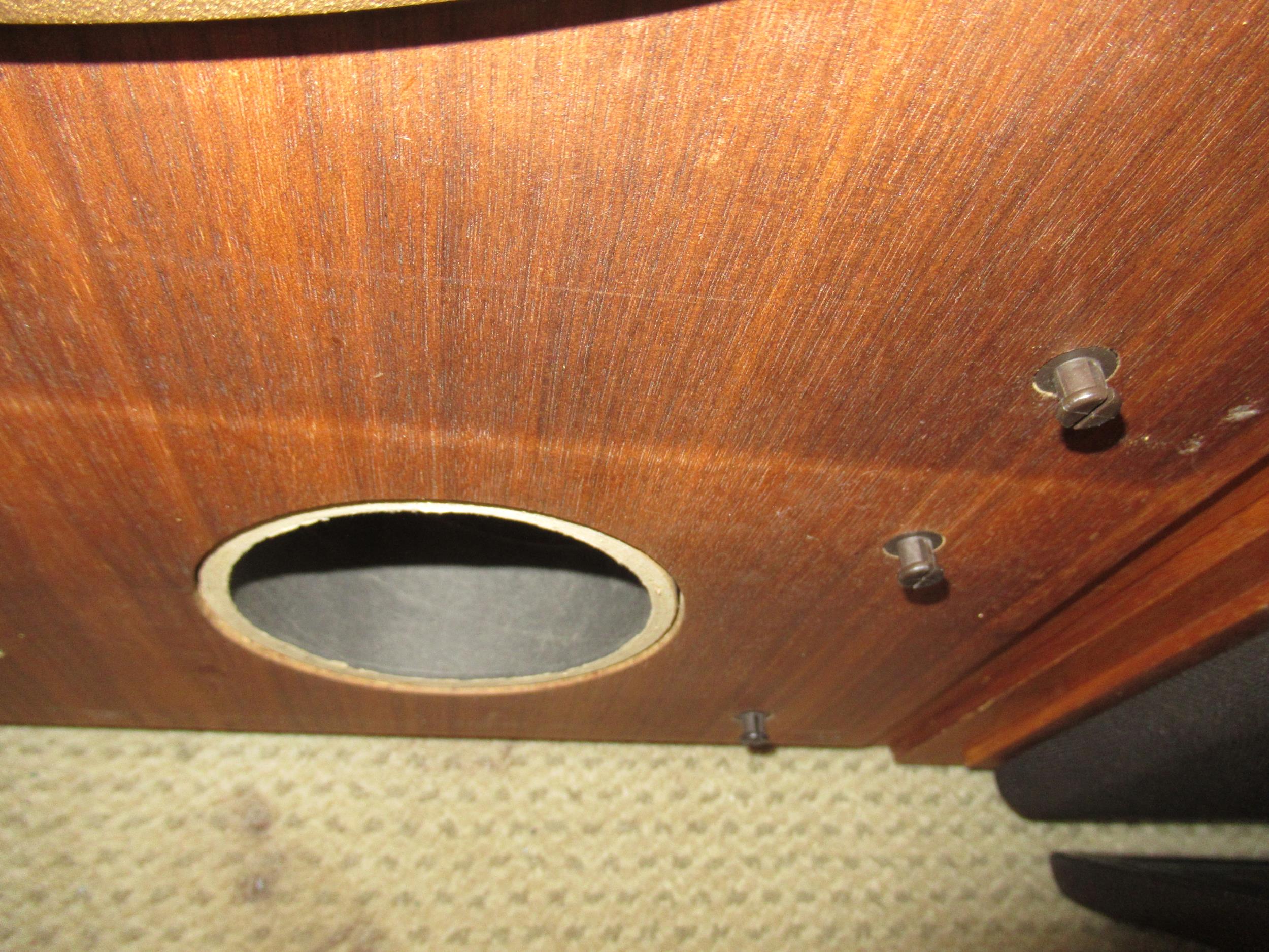 Pair of late 1970's Tannoy Surrey series 15in speakers, in walnut cabinets (with alterations), 72cms - Image 3 of 5