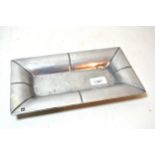 David Marshall, rectangular polished metal trinket dish, original label to the base and signature