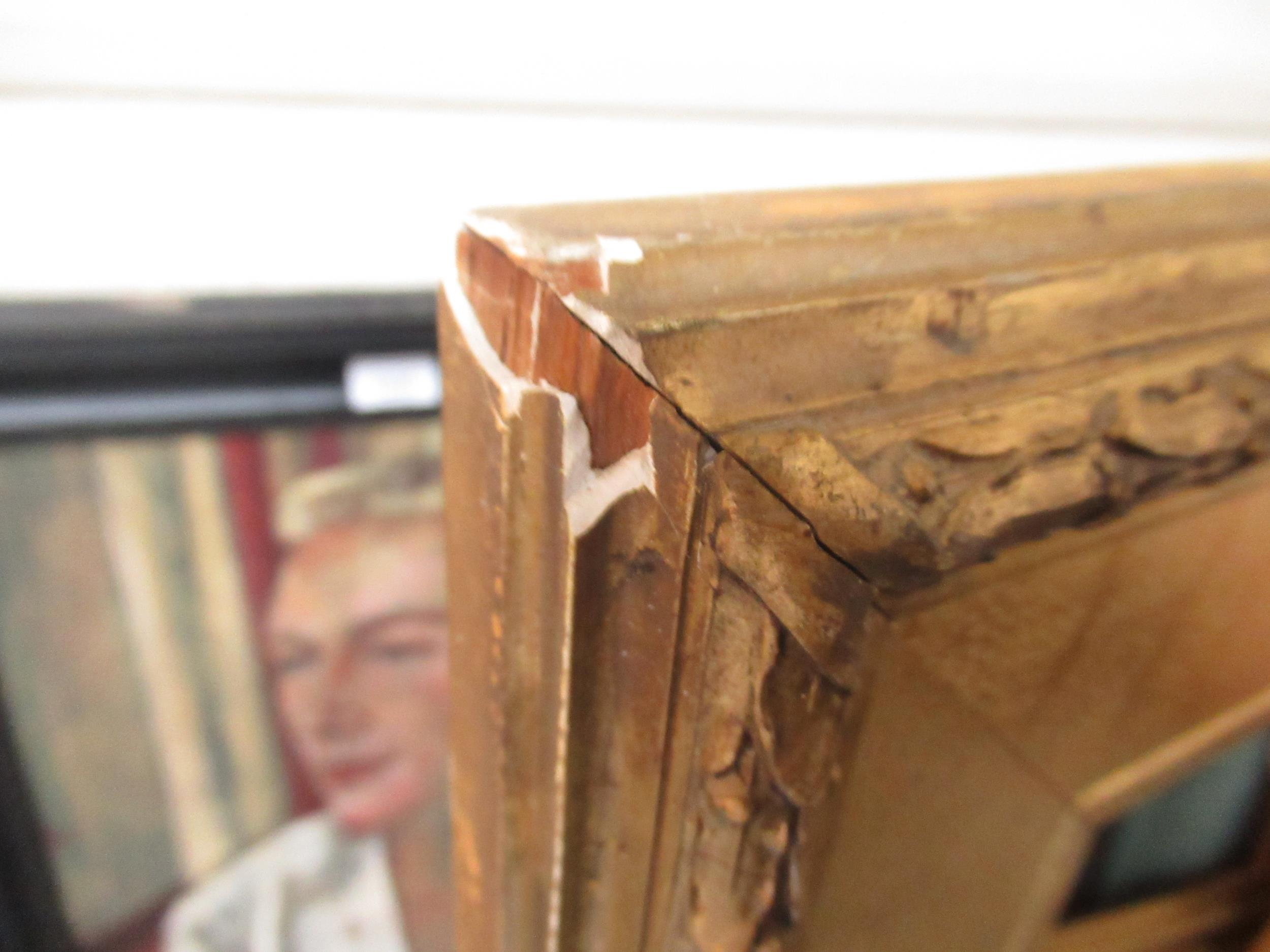 19th Century gilded oak and composition picture frame, 57cms x 39cms rebate Some small chips - Image 5 of 7