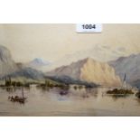 Watercolour, Continental mountain lake scene, signed with initials S.R., dated 1864, 17cms x