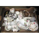 Miscellaneous ceramics and glass to include: Wedgwood Hathaway Rose coffee set, Crown