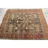 Antique Hamadan rug with an all-over stylised design with borders, 158cms x 130cms (at fault),