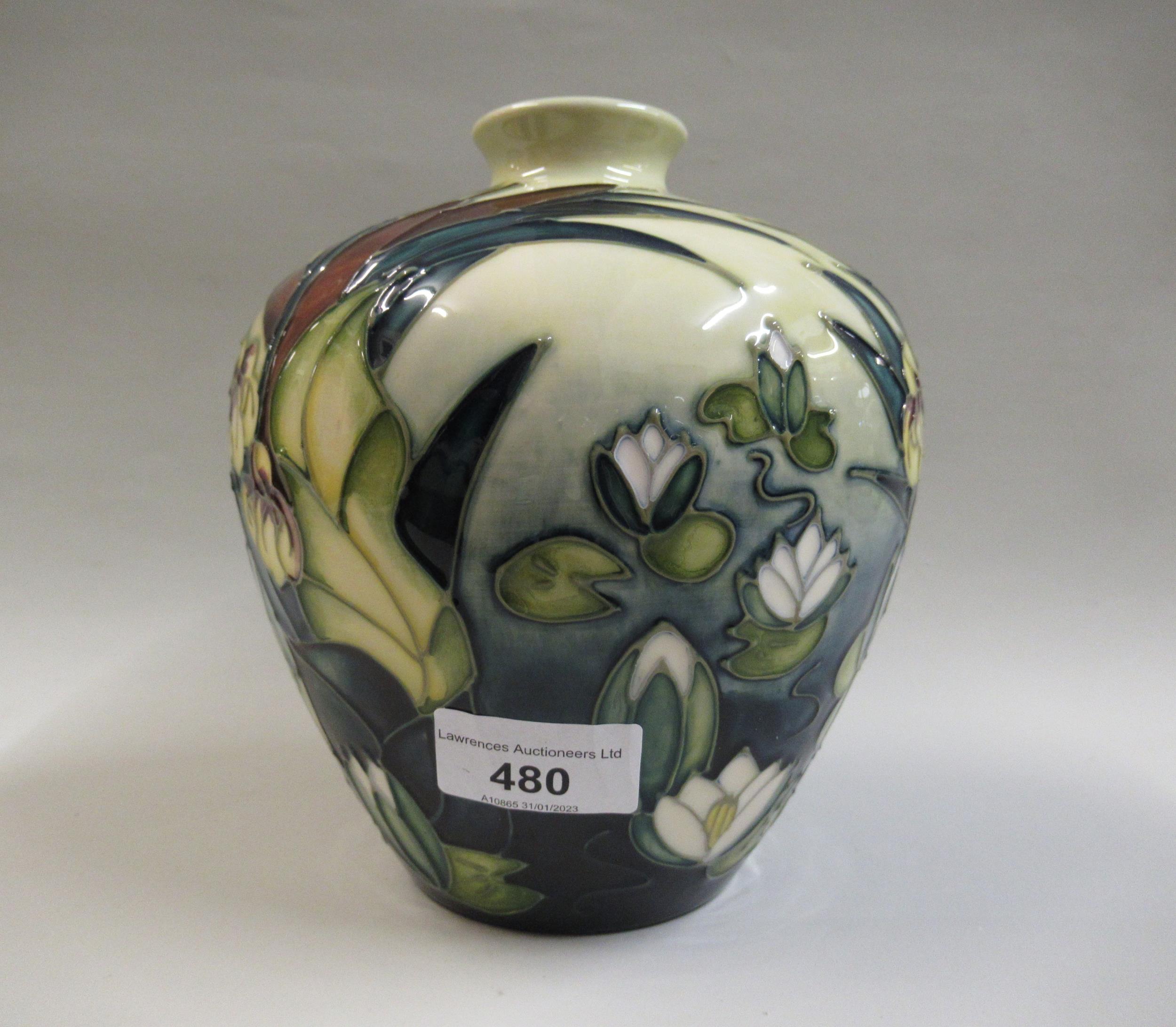 Late 20th Century Moorcroft slender waisted vase having MacIntyre style tubeline decoration, 25.5cms