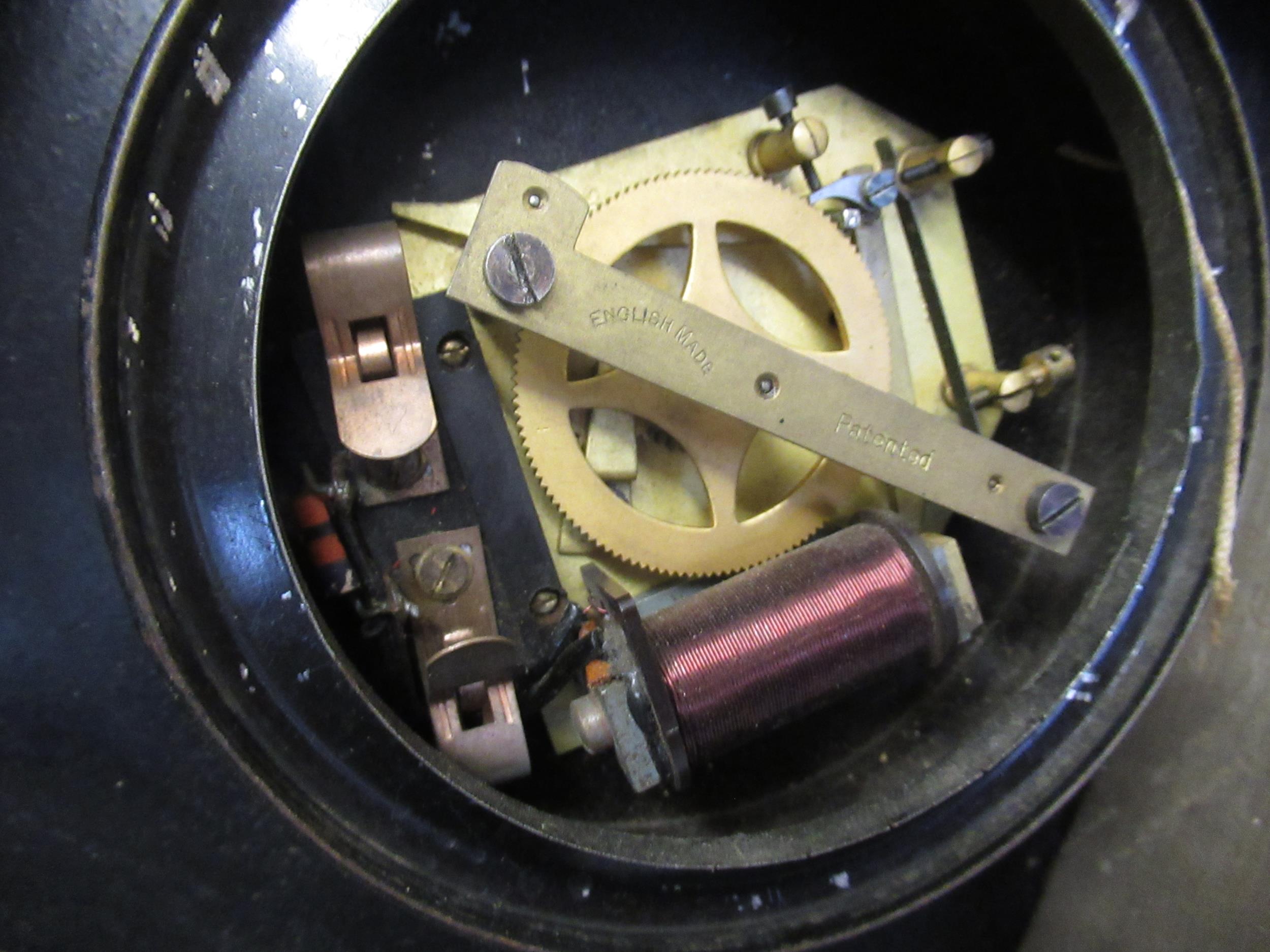 20th Century circular wall clock with metal faux wood frame, the later painted dial inscribed ' - Image 7 of 7