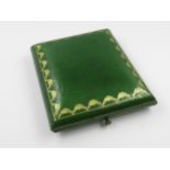Early 20th Century Cartier green tooled leather jewellery presentation box Inner liner has been
