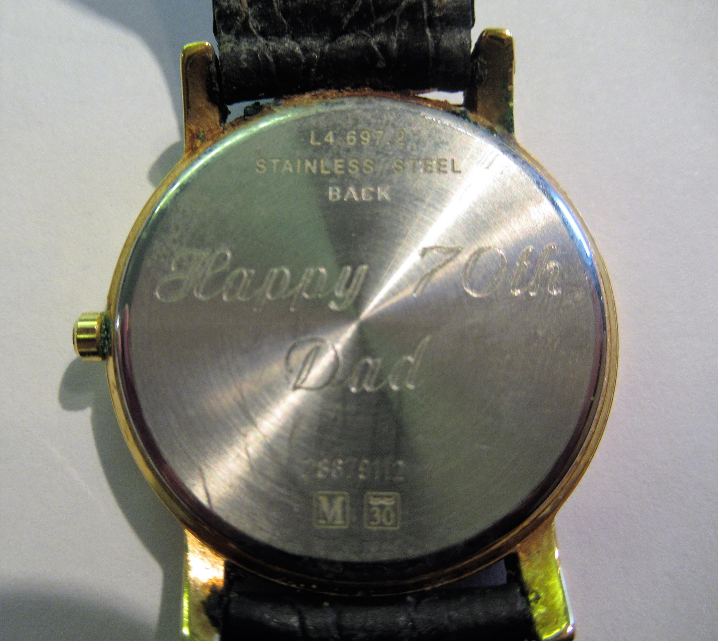 Gentleman's Longines circular gold plated quartz wristwatch, with leather strap Not currently - Image 3 of 3