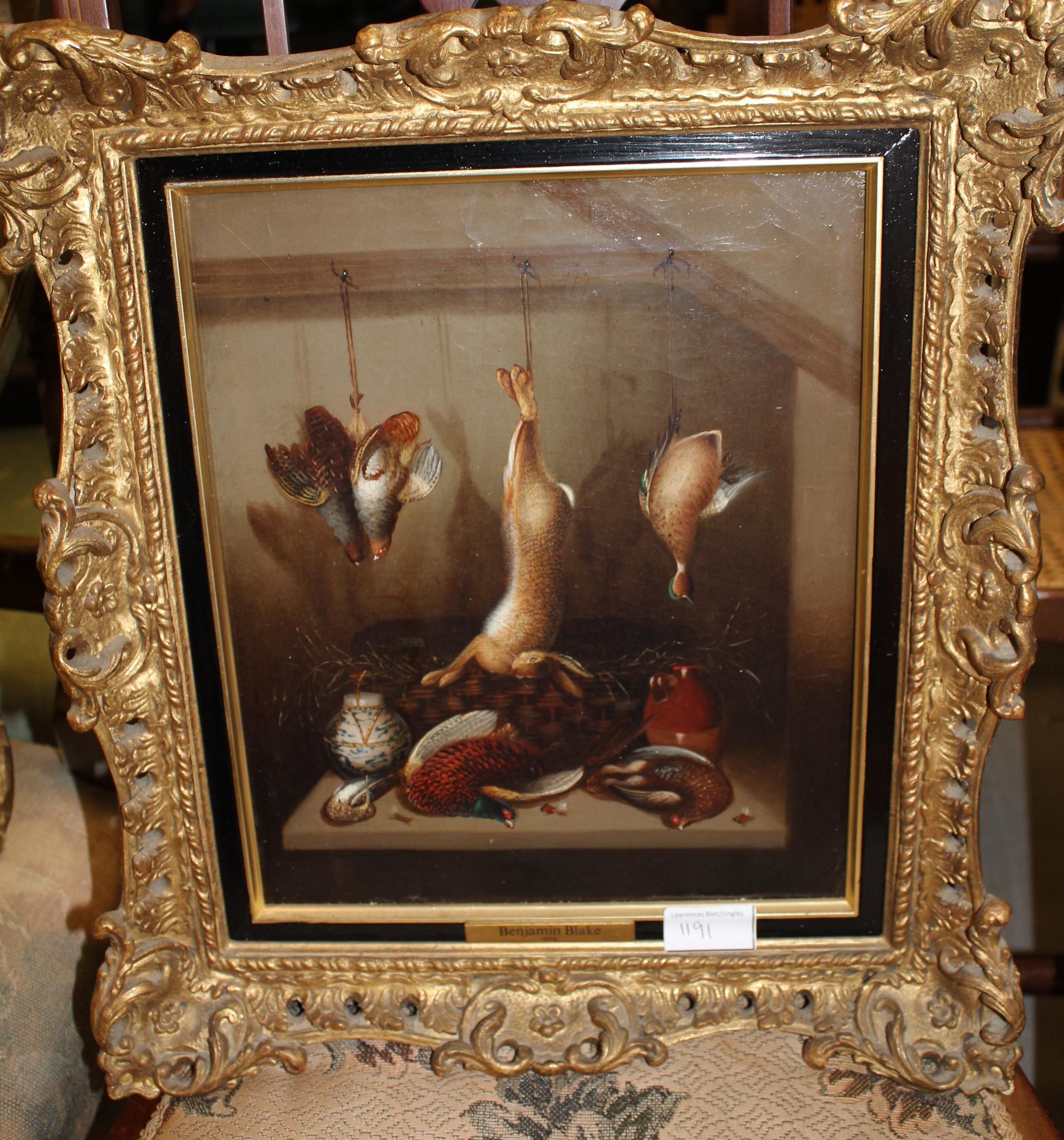 Manner of Benjamin Blake, a pair of oil paintings on canvas, still life, dead game, seafood and eggs - Image 4 of 4