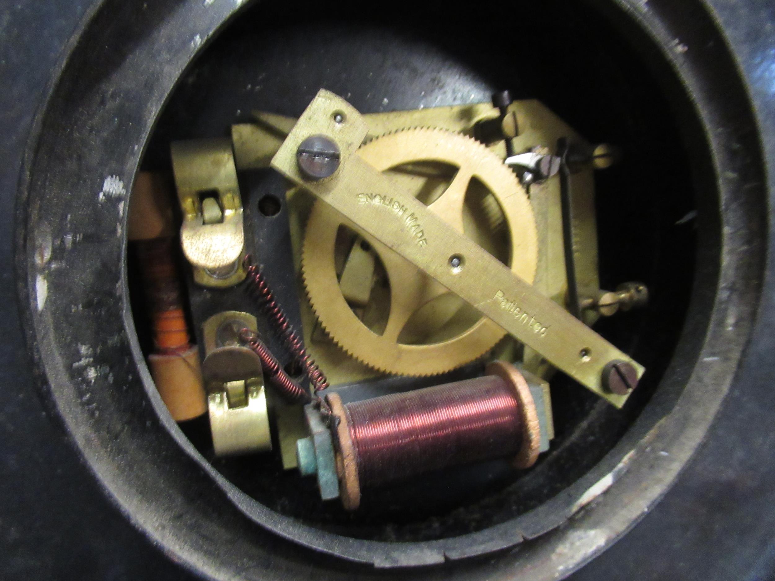 20th Century circular wall clock with metal faux wood frame, the later painted dial inscribed ' - Image 4 of 7