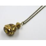 Heavy yellow metal fob seal set citrine, suspended from a yellow metal chain, 22g