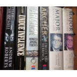 Eight volumes including works by Jeffrey Archer, John Major Biography etc, inscribed to Sir