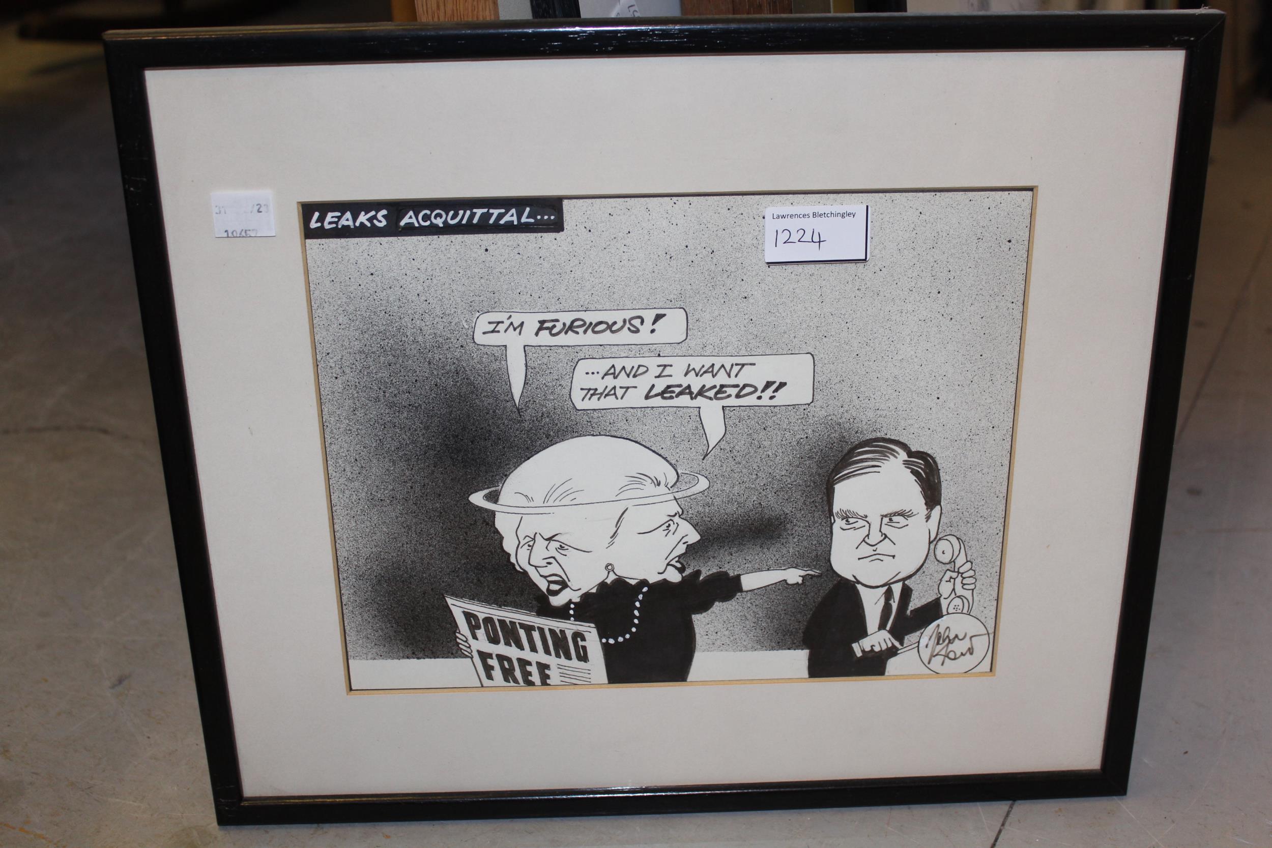 Original cartoon drawing by John Kerr, ' Leaks Acquittal', together with another 'The estland - Image 2 of 2