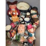 Collection of Royal Doulton character jugs in various sizes