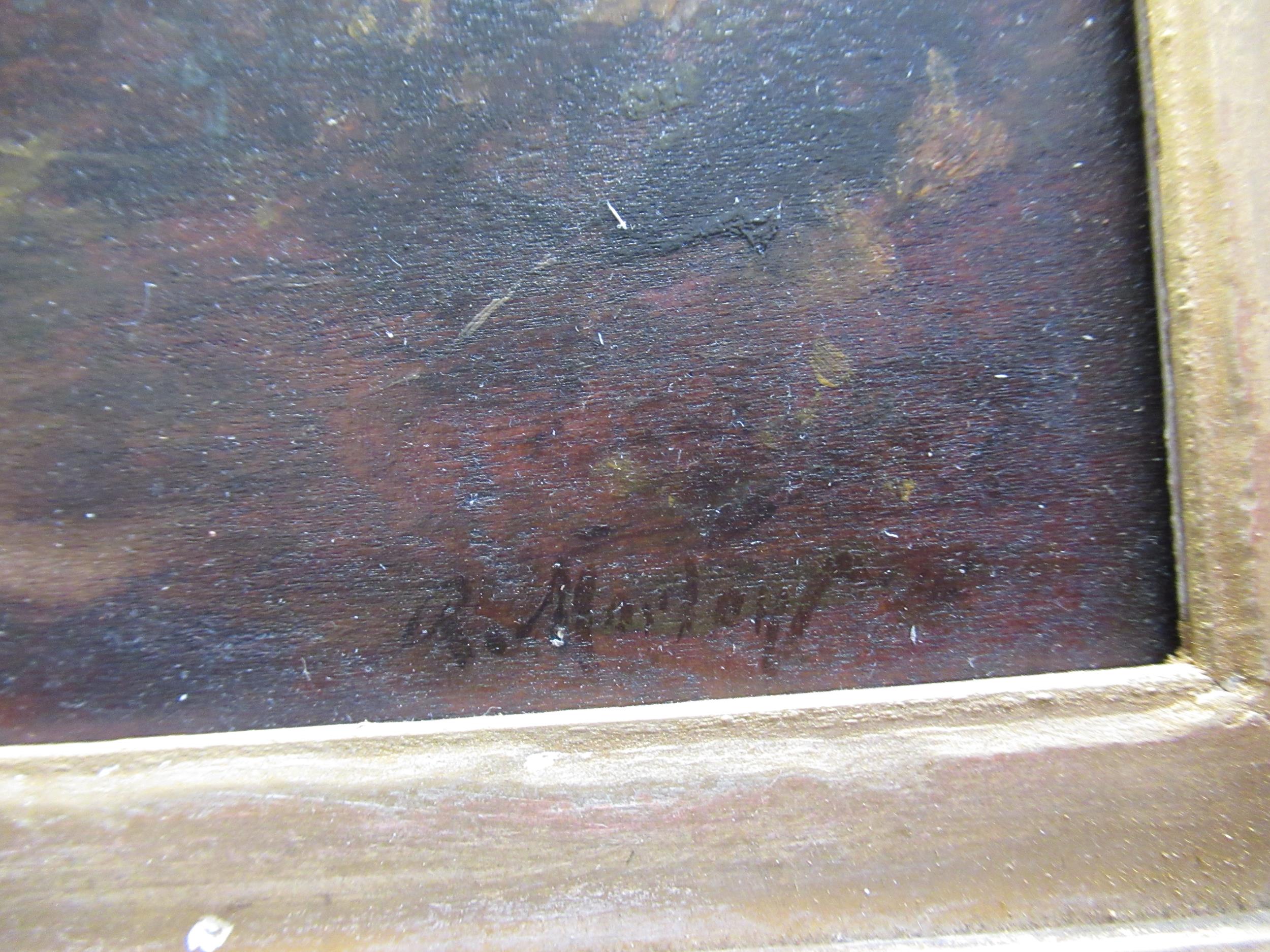 Robert Morley, signed oil on panel, landscape a sundown, 20cms x 25.5cms - Image 3 of 3