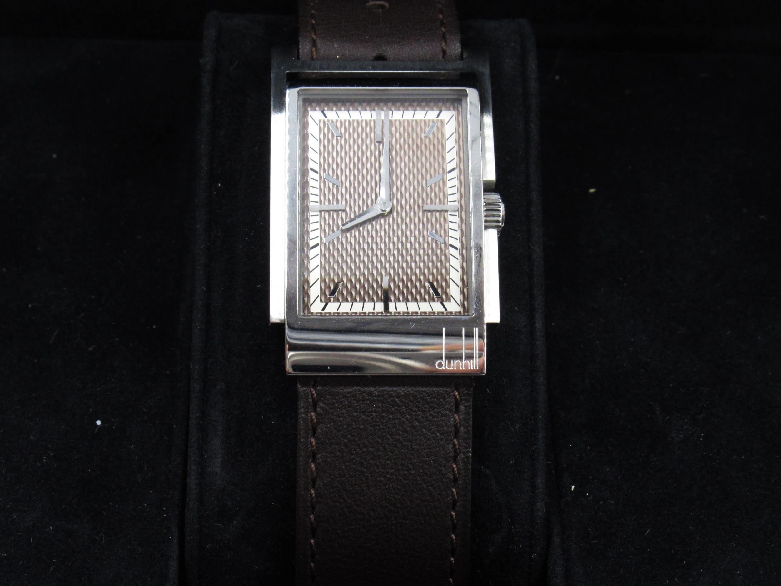 Gentleman's Dunhill stainless steel cased Quartz wristwatch, the rectangular dial with baton - Image 2 of 3