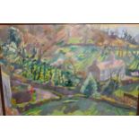 Mary Martin, oil on board, summer cottage and garden scene, signed, 30cms x 43cms approximately,