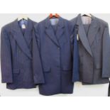 Favourbrook, London, gentleman's two piece navy blue suit, size 40, together with a pin striped suit