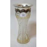 Silver mounted and cut glass waisted vase with bow and swag decoration, makers mark G.M Co