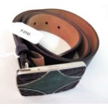 Prada, ladies embossed leather belt with enamelled buckle