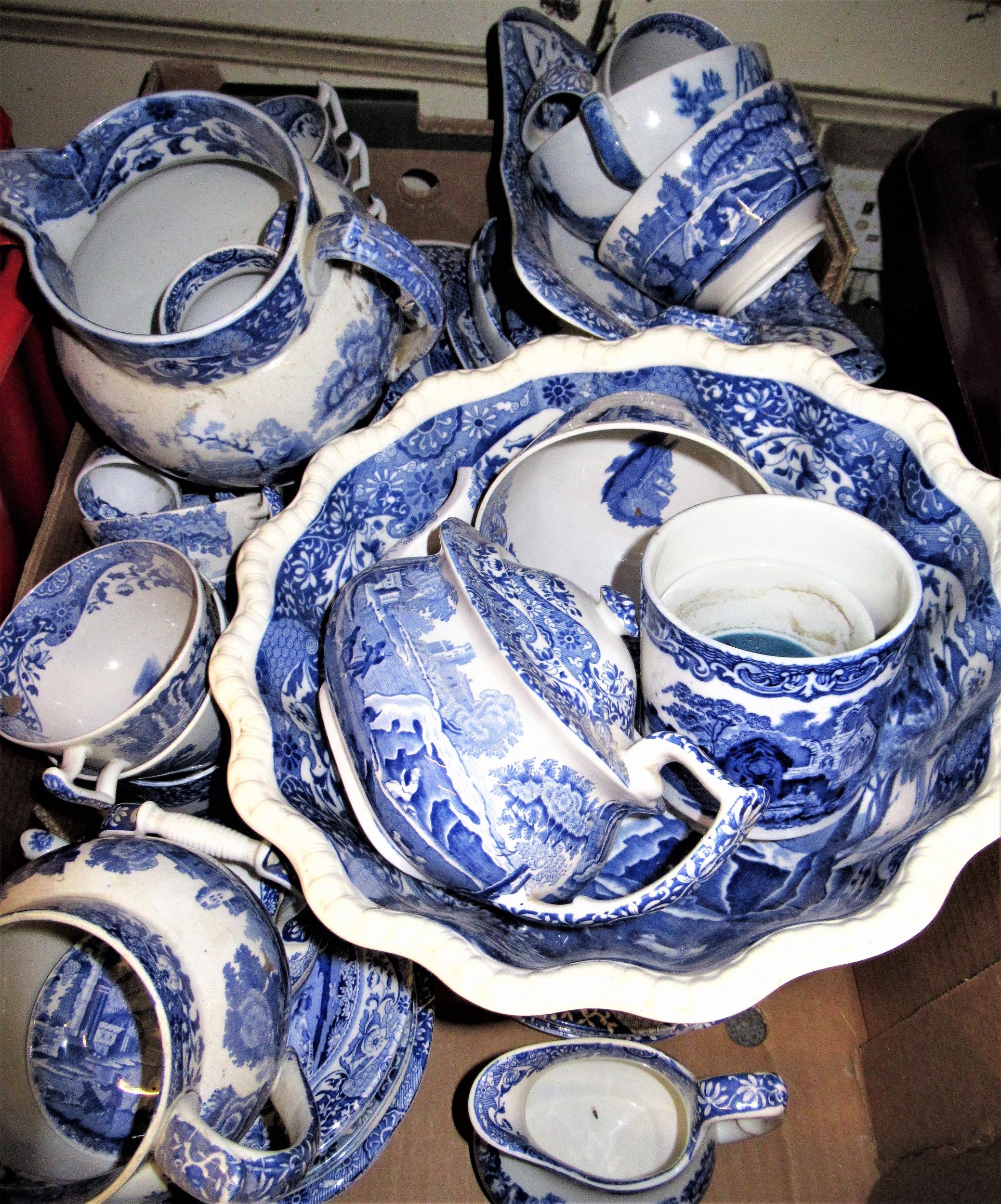 Large quantity of Copeland Spode blue and white Italian pattern transfer printed dinner, tea and - Image 2 of 3
