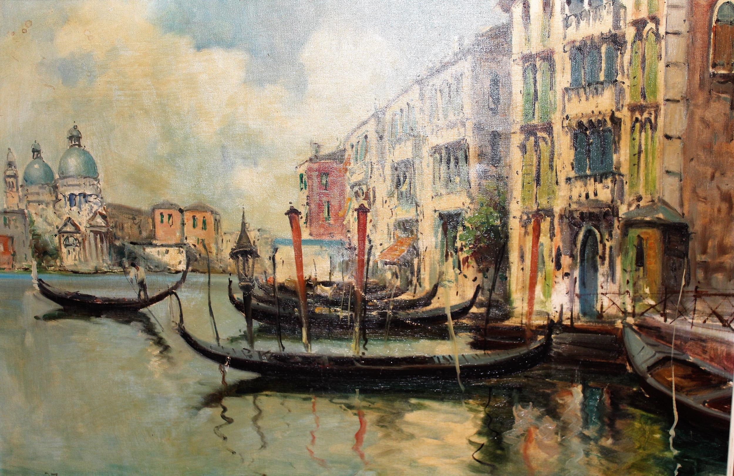 G. Fiorini, oil on canvas, Venice canal scene, signed, 48cms x 69cms, framed