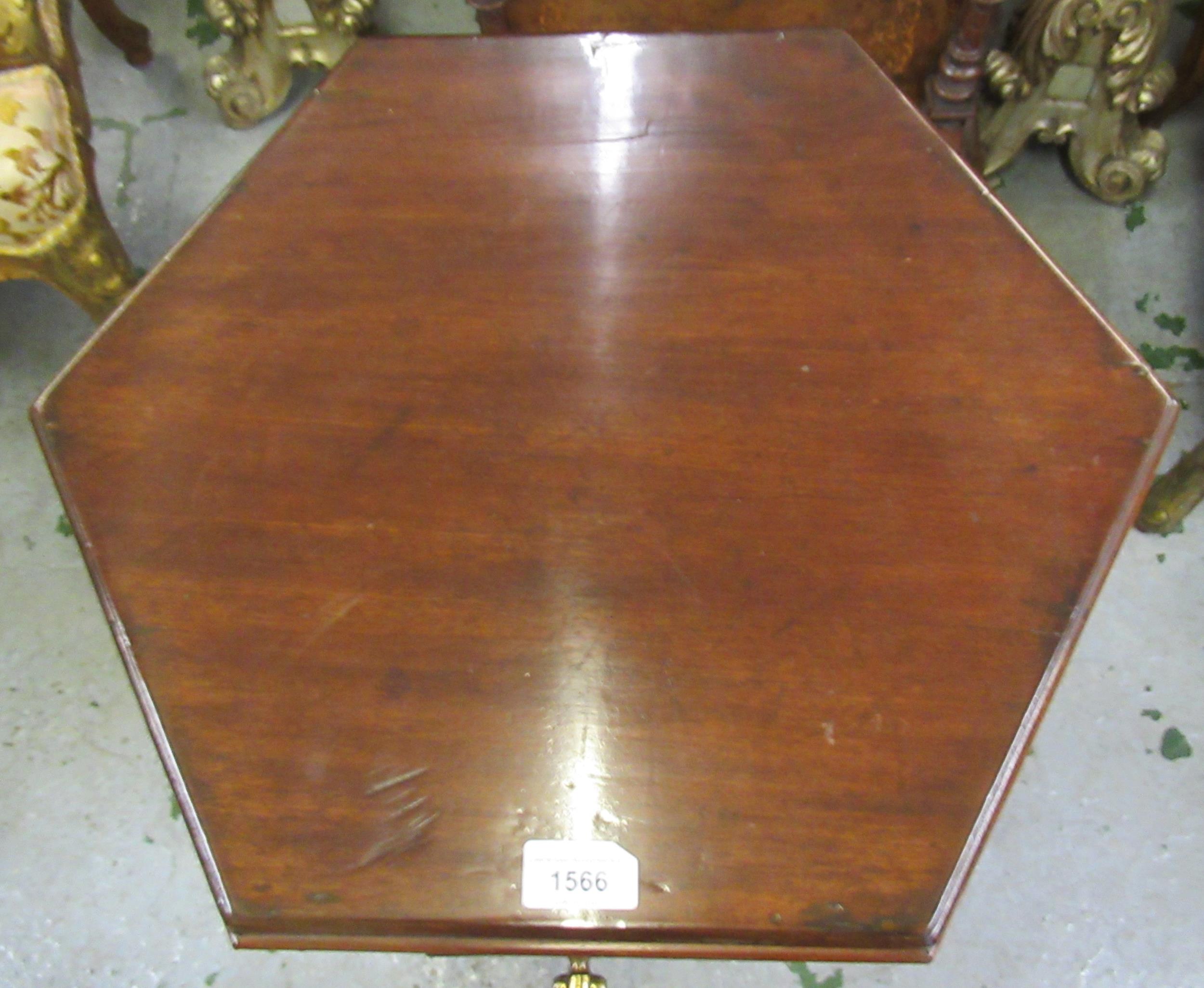 George III mahogany hexagonal brass bound wine cooler, on stand and with reeded supports, the hinged - Image 2 of 9