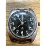 GWC Gentleman's military wristwatch, the black dial with Arabic numerals and war department