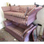 Pair of modern drop-end sofas (one converting to a bed) 210cm wide each