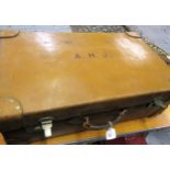 Asprey London tan leather suitcase, 67cms x 42cms x 22cms high