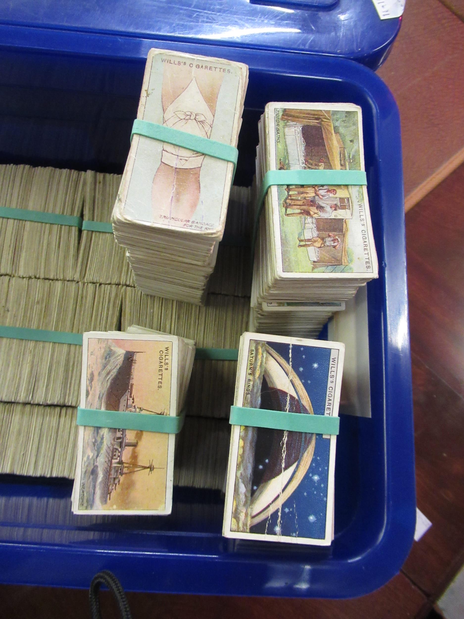 Two blue boxes containing a large collection of various Wills, odd cigarette cards, including - Image 5 of 7
