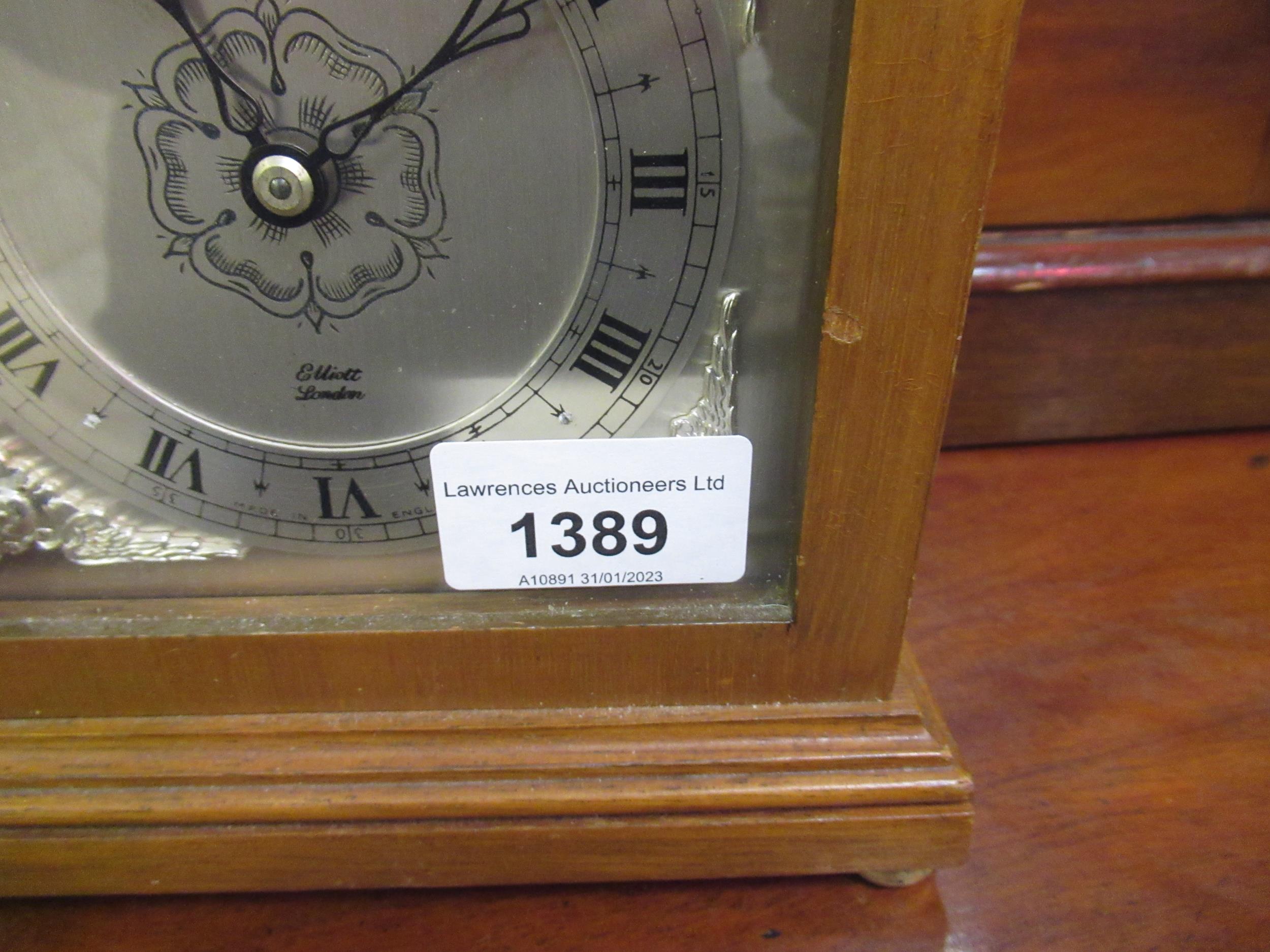 20th Century Elliott mahogany bracket clock, the silvered dial with Roman numerals, inscribed 1952 - - Image 5 of 6