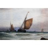 T. Eccleston, watercolour, shipping off the coast, signed, 37cms x 62cms, gilt framed