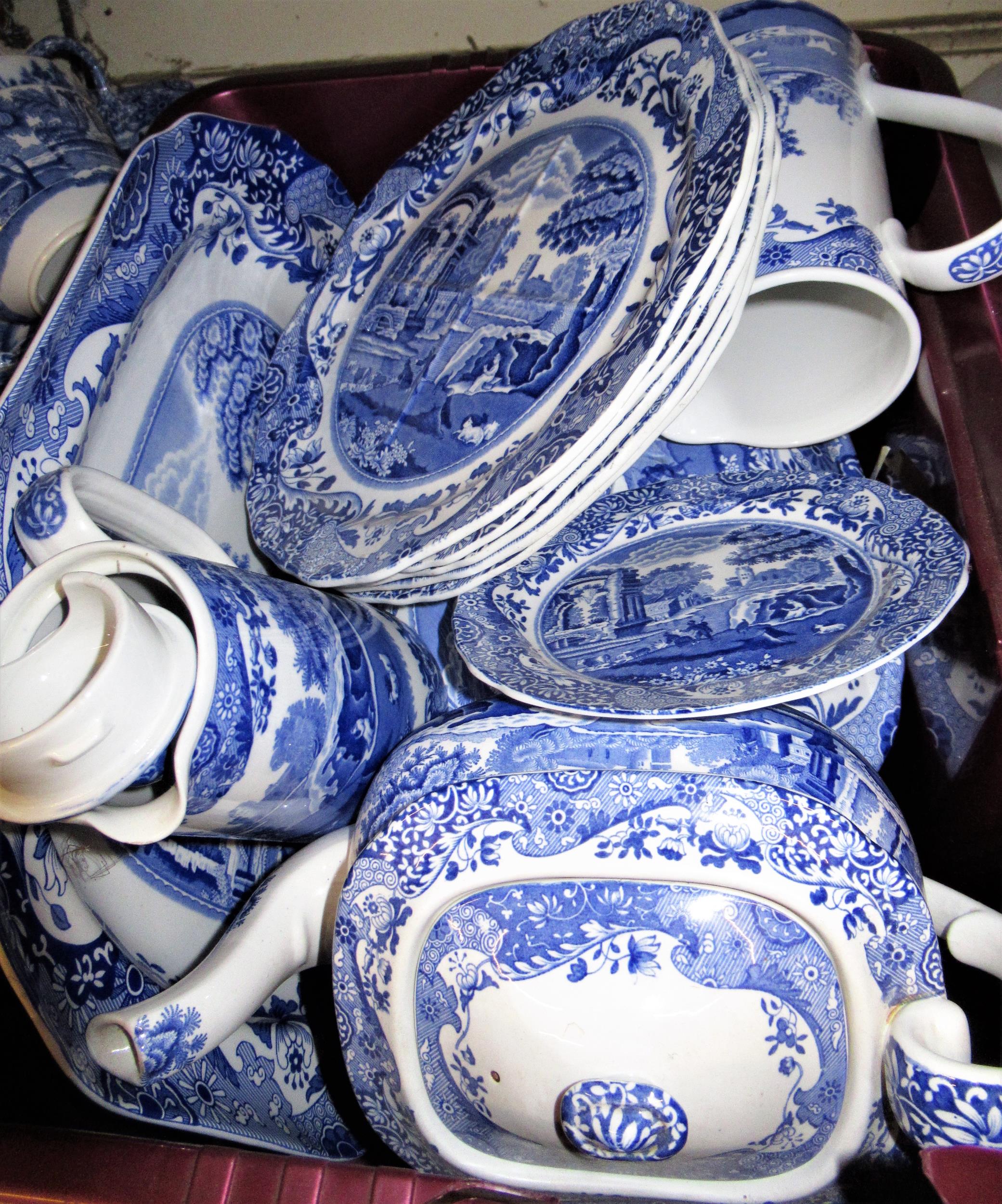 Large quantity of Copeland Spode blue and white Italian pattern transfer printed dinner, tea and