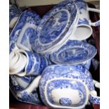 Large quantity of Copeland Spode blue and white Italian pattern transfer printed dinner, tea and