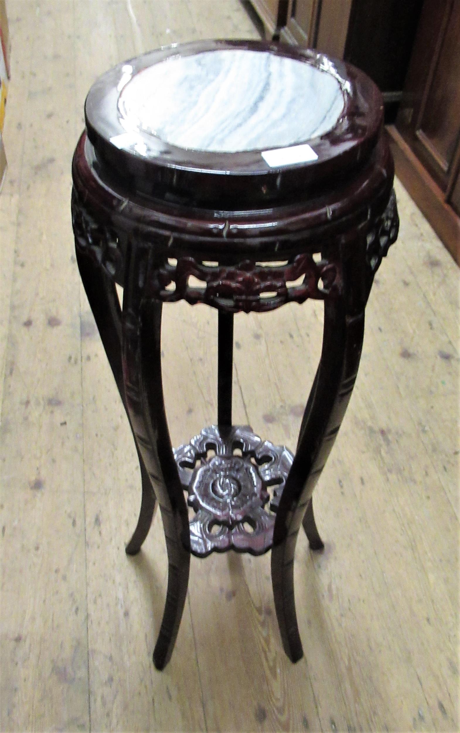 Arts and Crafts mahogany jardiniere stand of square tapering form with metal mounts, together with a - Image 2 of 7