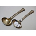 Pair of Victorian London silver Queens pattern ladles, maker George Adams