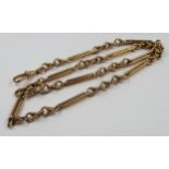 9ct Gold elongated link Albert watchchain, 39g Has clip but no bar. In good overall condition. 50cms