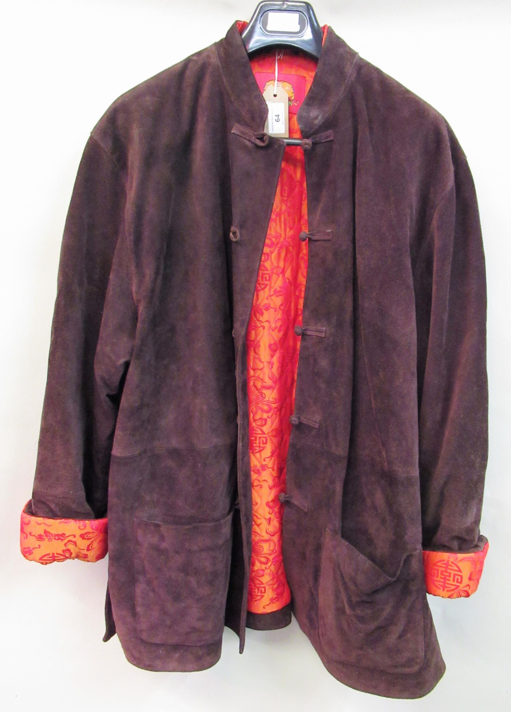Shanghai Tang, gentleman's brown suede jacket, size 42 together with a Shanghai Tang reversible