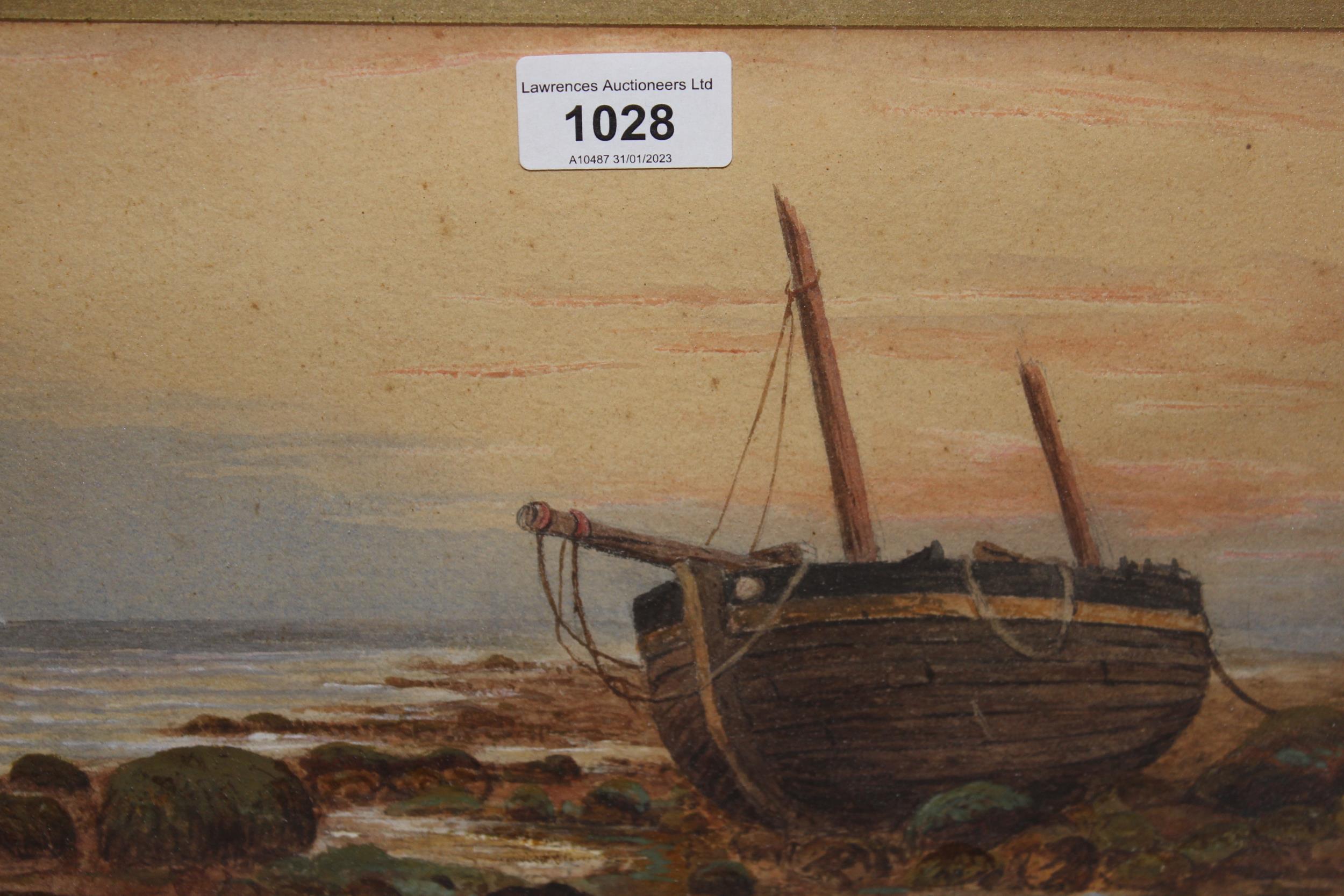 G. Hobson, watercolour study of a beached hulk, 19cms x 30cms, together with another similar, and an