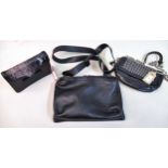 Sarah Pacini, black leather cross body bag together with a Russell and Bromley black, silver studded