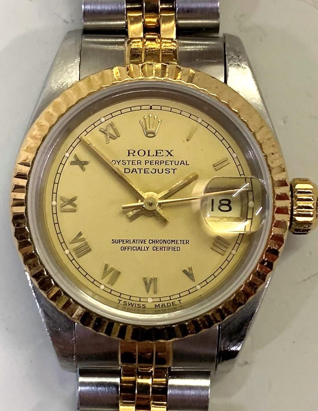 Ladies 18ct gold and stainless steel bi-metal Rolex Oyster Perpetual Datejust wristwatch, the gilt - Image 2 of 4