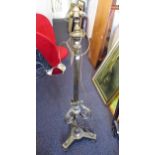 French gilt brass standard lamp with fluted column and tripod base Central column is very loose