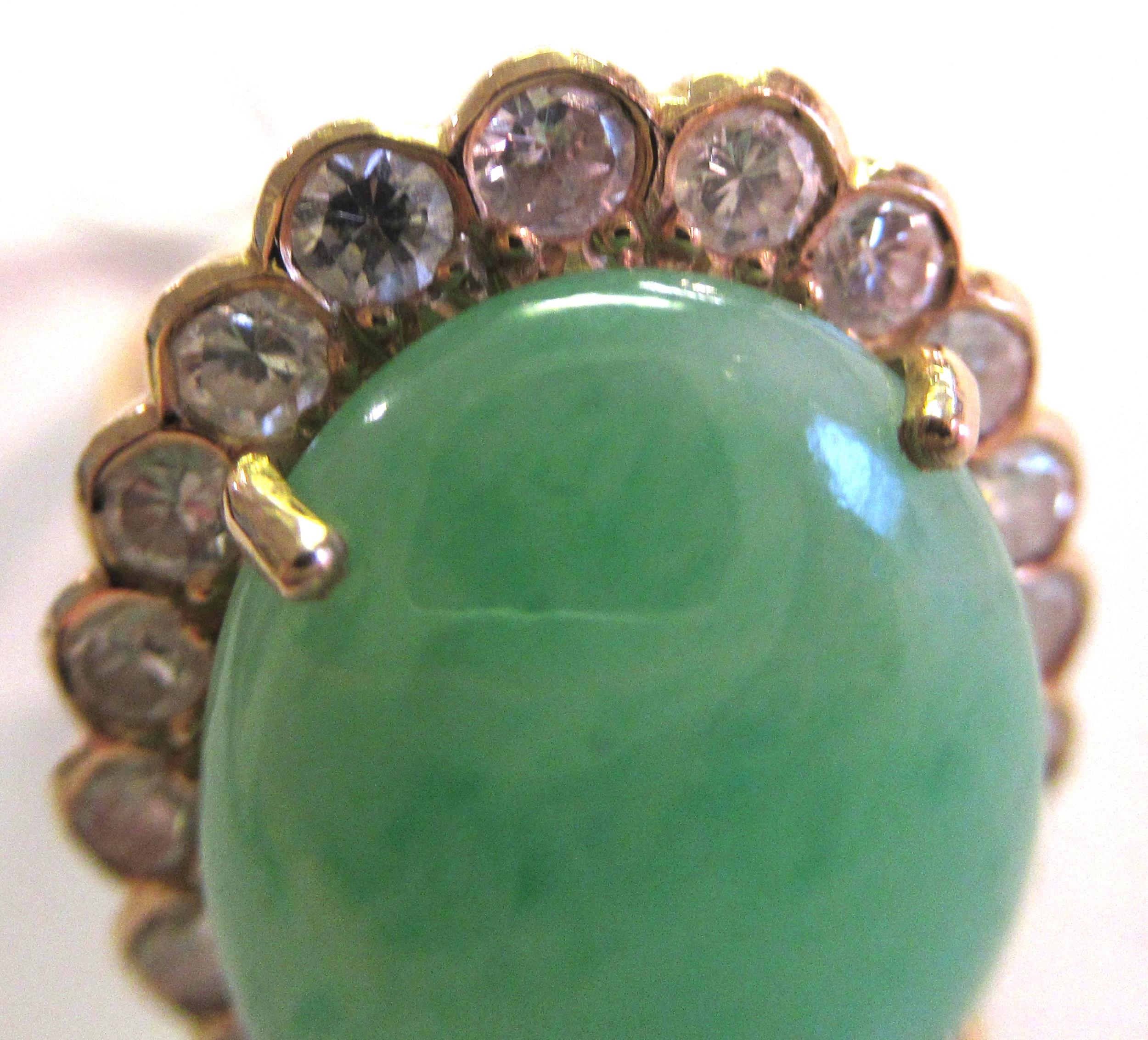 Large French 18ct yellow gold jade and diamond set cocktail ring, size O In good overall - Image 14 of 14