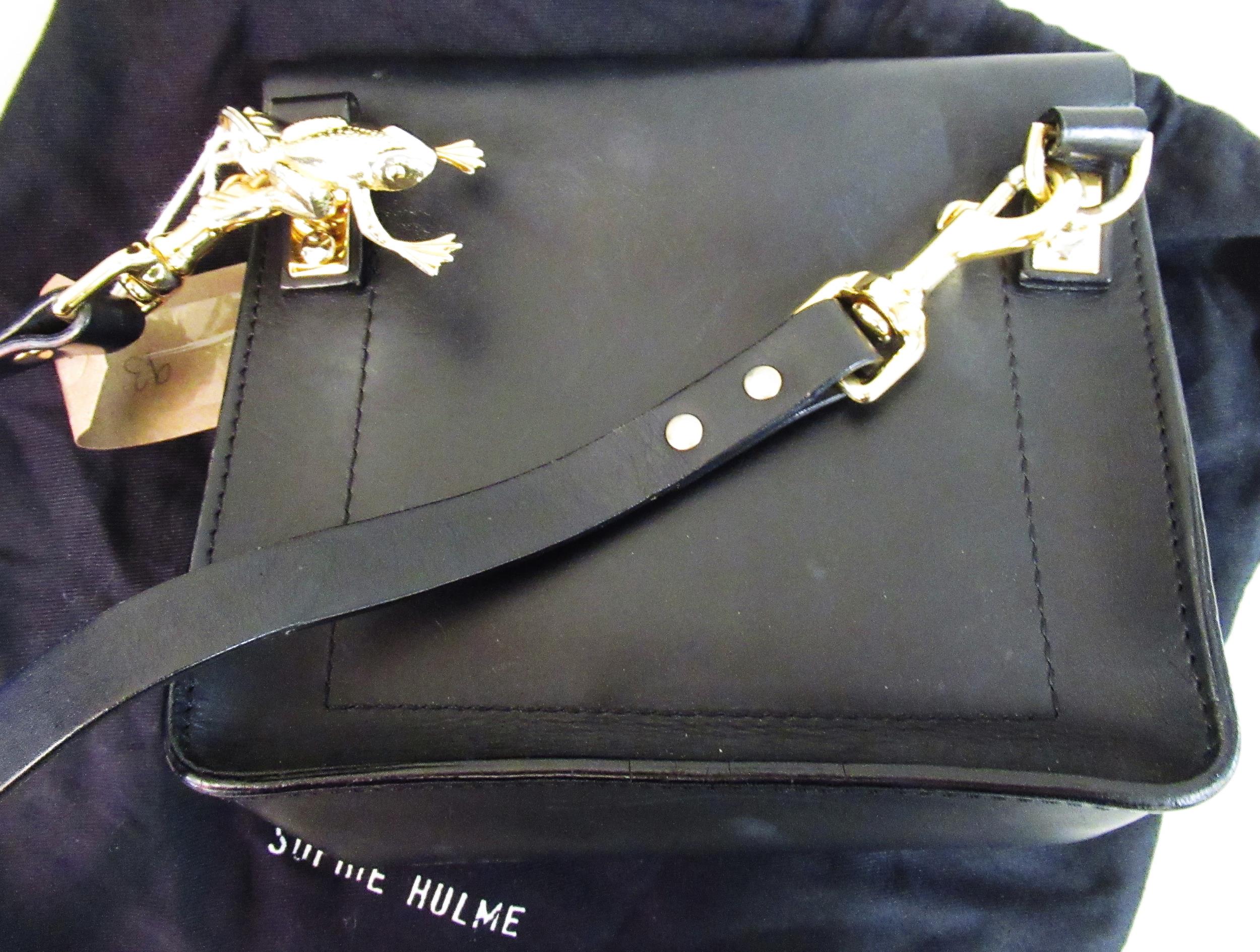 Sophie Hulme Mini Envelope black leather cross body bag with original dust cover, together with a - Image 2 of 9