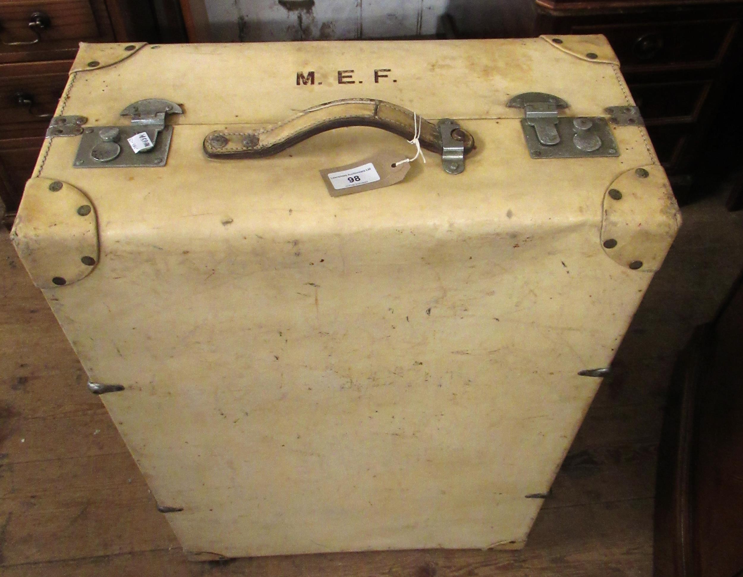 Early 20th Century pigskin wardrobe suitcase