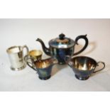 Three piece silver plated tea service, together with a quantity of other silver plated items